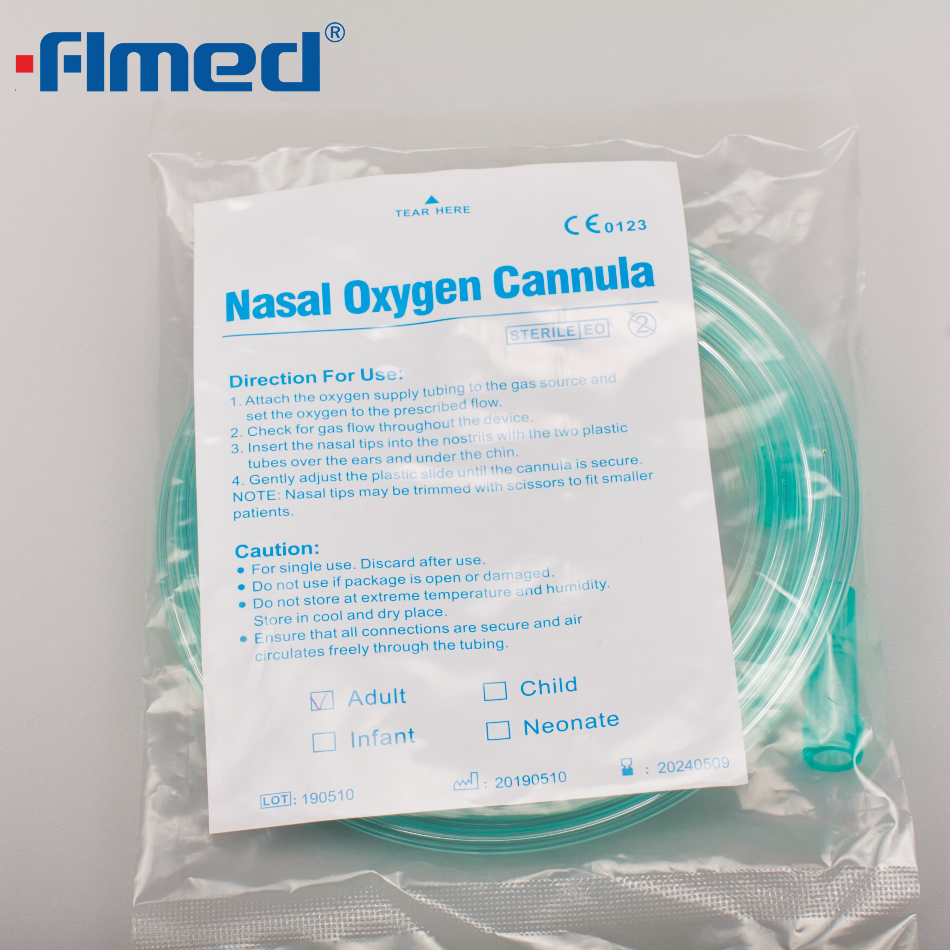 Tube à oxygène nasal jetable pour l'oxygénothérapie 
