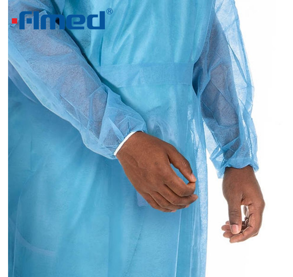 Robe médicale avec poignets élastiques, PP non tissé, non stérile